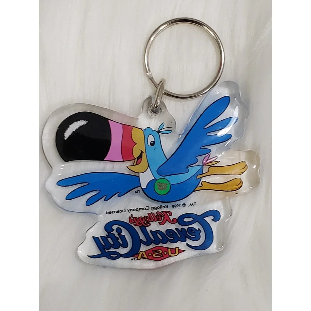 Vintage 1998 Kellogg's Cereal City Toucan Sam Keychain Key Ring Advertising 90s